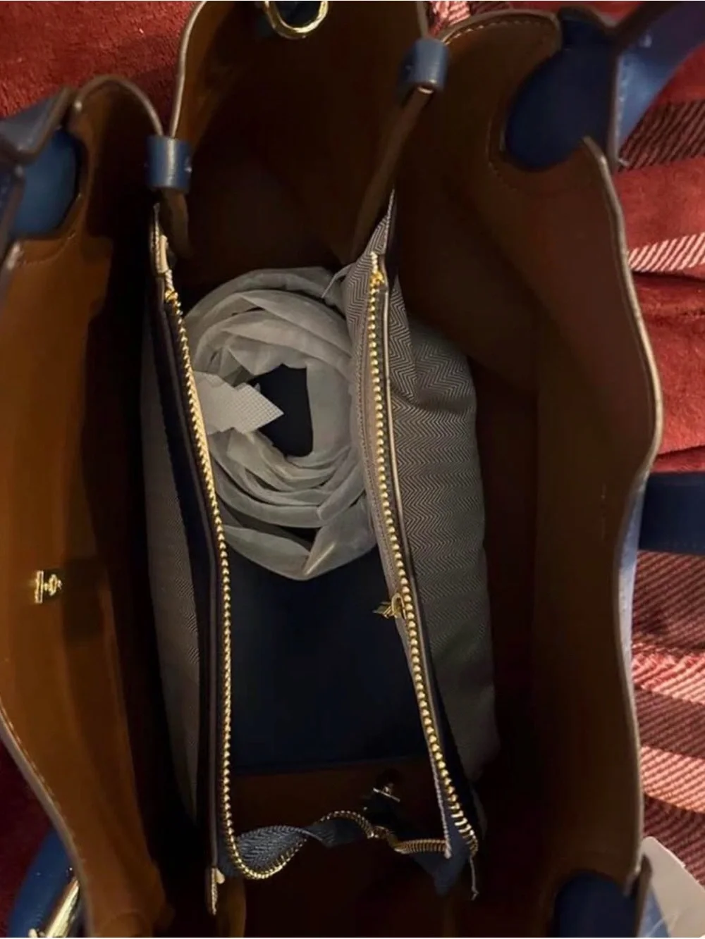 Blue Textured Tote Bag